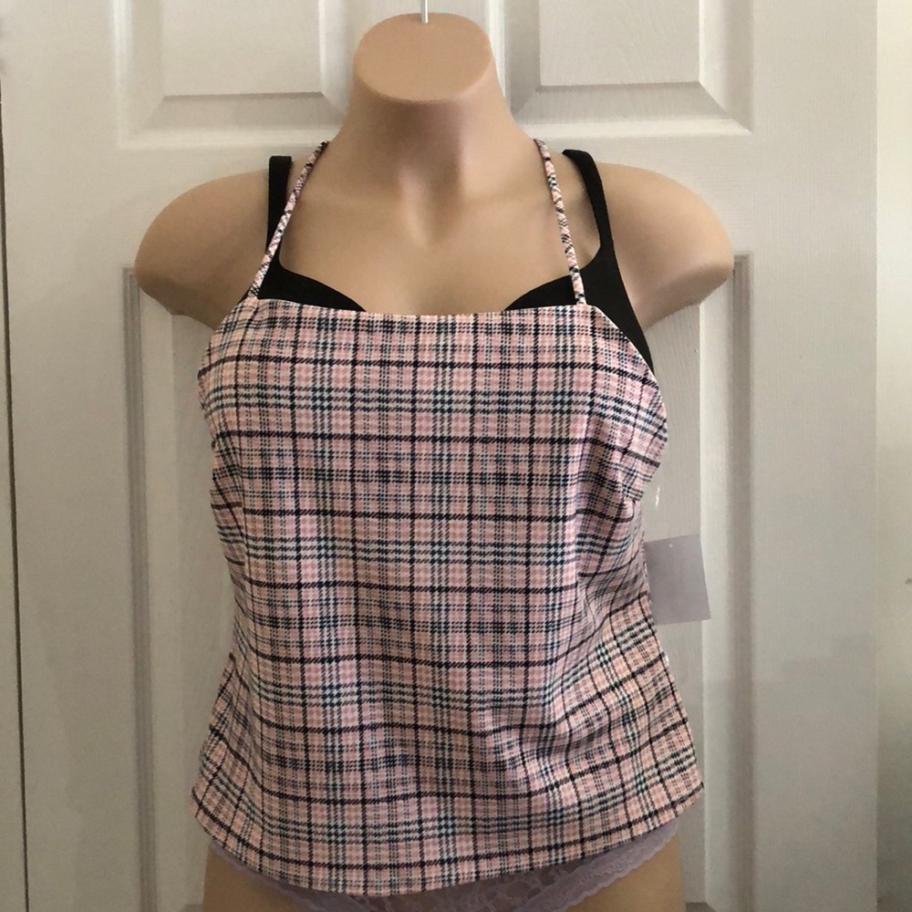 NWT Plus Size Lavie 89 - Criss Cross Back Tank Top - Houndstooth Pattern - 2X